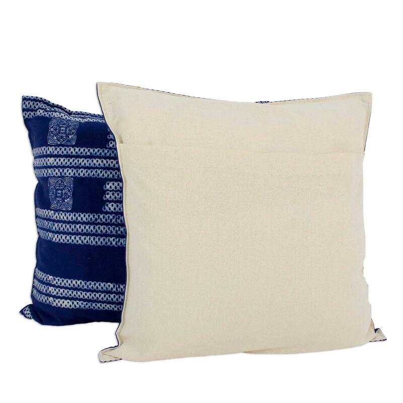 Novica Handmade Indigo Dreams Cotton Batik Cushion Covers (Pair)