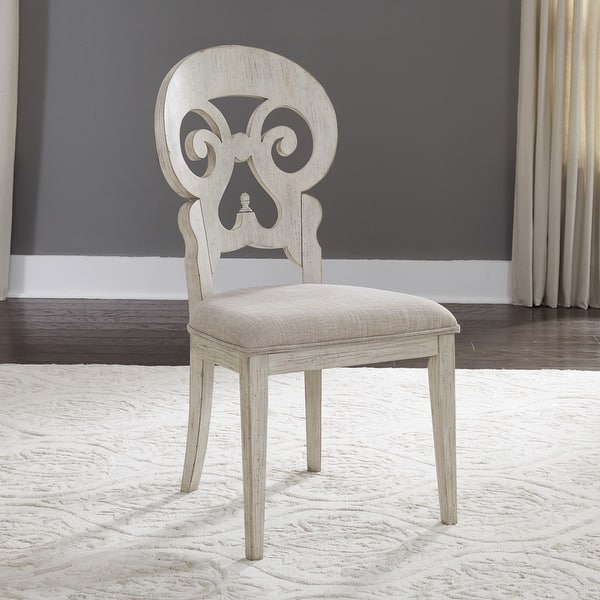 slide 2 of 8, Farmhouse Reimagined Antique White with Chestnut Splat Back Side Chair (Set of 2)