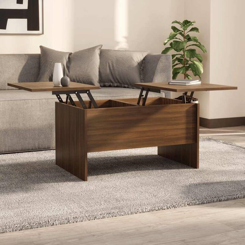 vidaXL Coffee Table Lift Top End Table Accent Side Sofa Table Engineered Wood - 31.5" x 19.7" x 16.7" - Brown oak