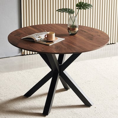 MDF 42 in. Mid-century Dining Table Seats 6 with Metal Legs