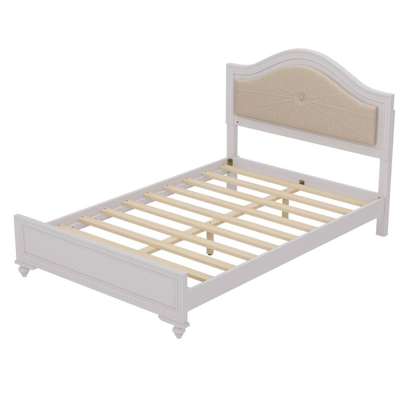 Queen LED Light Upholstered Platform Bed with Adjustable Lighting