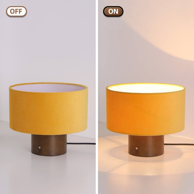 10 in. Modern Small Table Lamp with Corduroy Shade and Touch Switch for Kid Room, Living Room