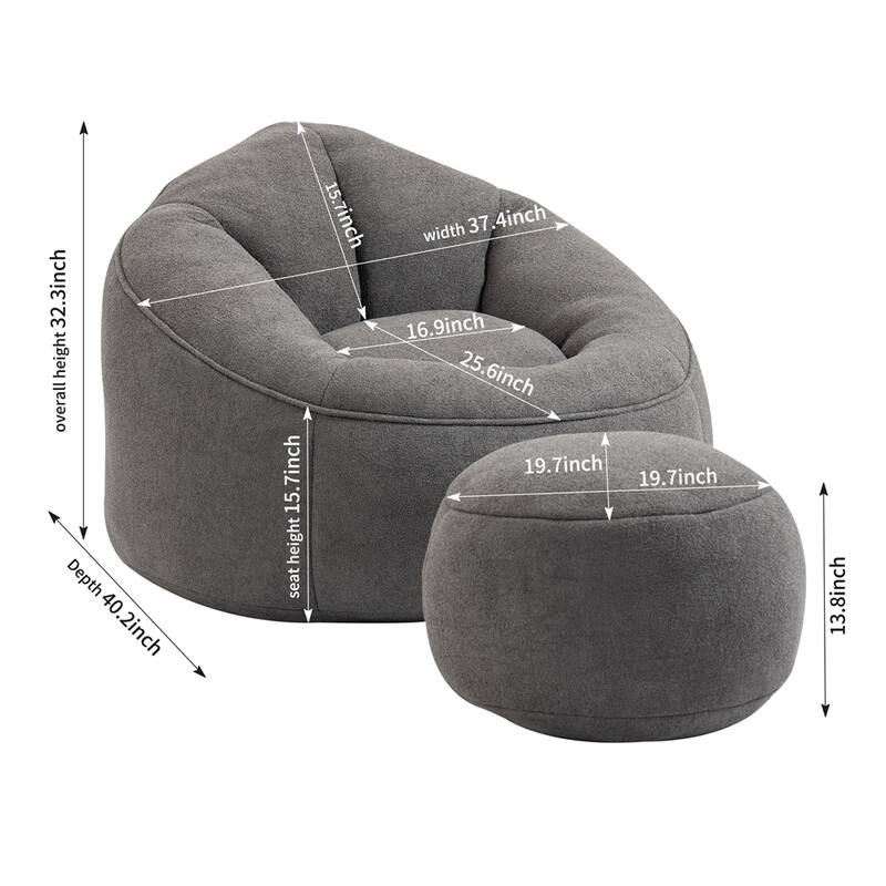 Bedding Bean Bag Sofa Chair With Footrest