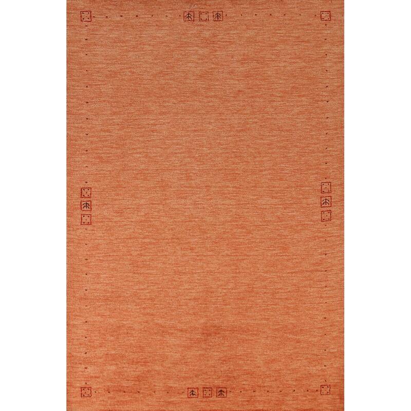 Orange Gabbeh Indian Area Rug Tribal Hand-Tufted Wool Carpet - 5'3" x 7'7"