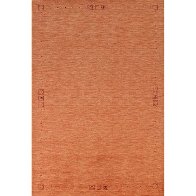 Orange Gabbeh Indian Area Rug Tribal Hand-Tufted Wool Carpet - 5'3" x 7'7"