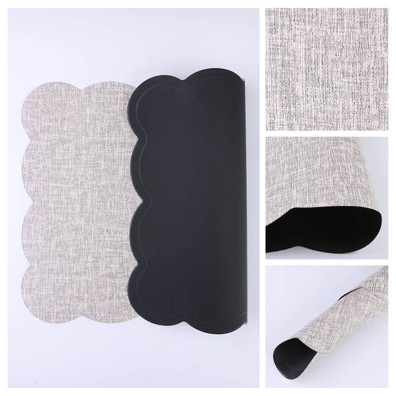 Placemats Set of 6 Ruffle Placemats for Kitchen Dining Table Decor Heat Resistant Table Placemats Wipeable Table Mat - 18*12in - Gray