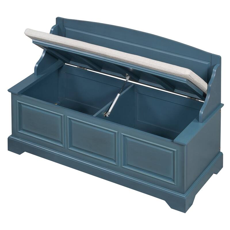 Retro Shoe Storage Bench with Safe Soft-Close Devices, Storage Chest with Hidden Storage and Cushion for Entryway, Hallway