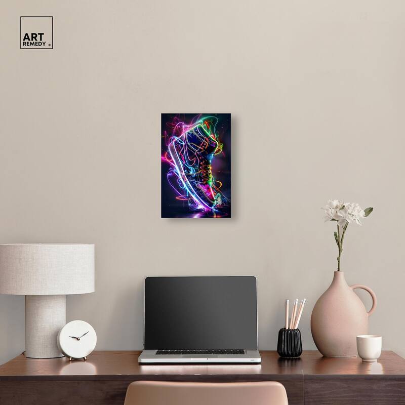 Bright Lights Sneaker Canvas by Art Remedy, Gallery Wrapped