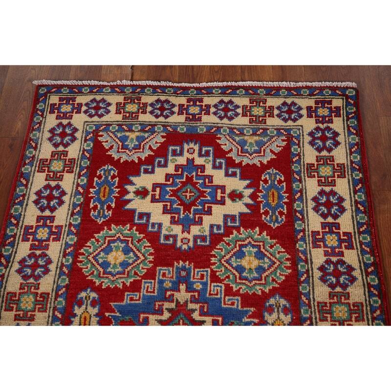 Red Kazak Oriental Foyer Rug Handmade Foyer Wool Carpet - 2'8" x 3'11"