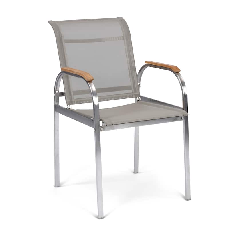 Aruba Stainless Steel Pair of Vinyl Fabric Outdoor Armchairs by Homestyles