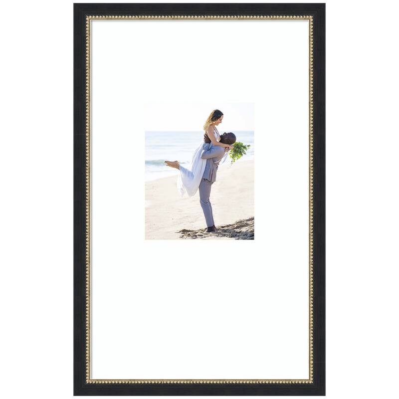 Kate and Laurel Belmont Black Photo Frame - 16x26 matted to 8x10 - Black