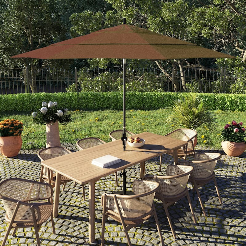 California Umbrella 11' Sun Master Patio Umbrella Black Aluminum Pole Fiberglass Ribs Crank Lift Tilt Sunbrella Pacific Blue