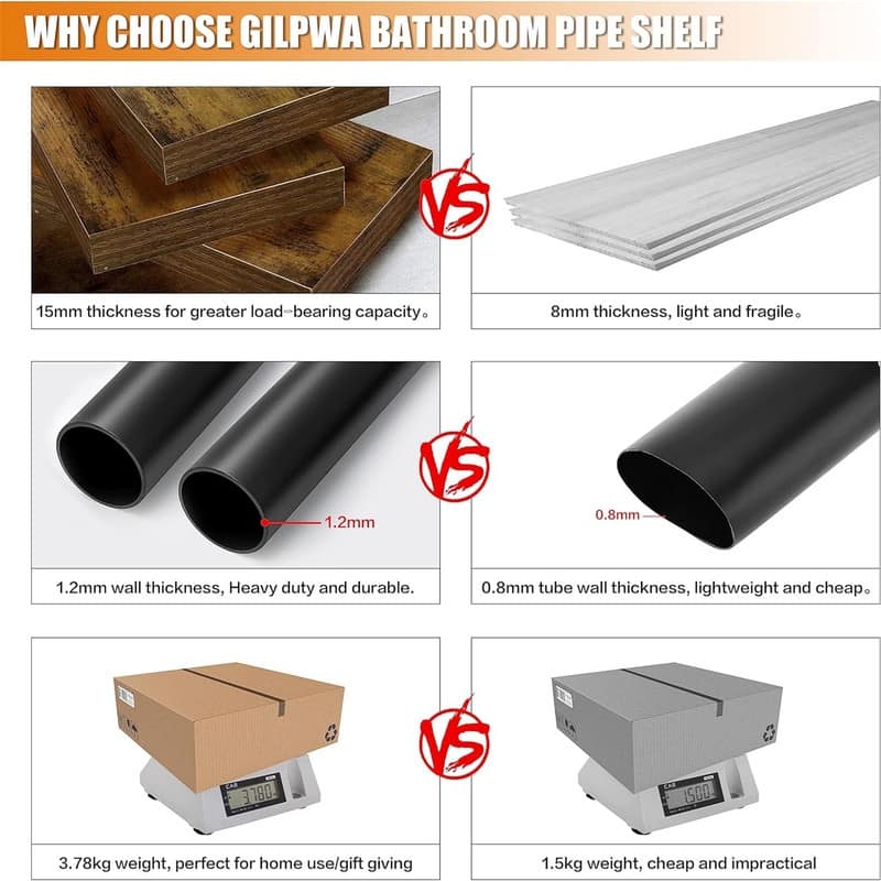 2-Tier Bathroom Shelves Wall Mounted