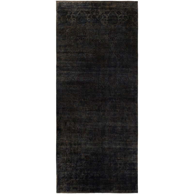 Overdyed One-of-a-Kind Hand-Knotted Area Rug - Black - 10' 0" x 22' 4"