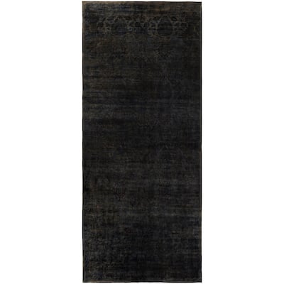Overdyed One-of-a-Kind Hand-Knotted Area Rug - Black - 10' 0" x 22' 4"