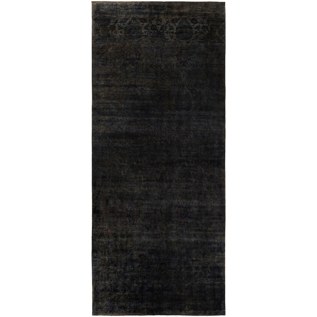 Overdyed One-of-a-Kind Hand-Knotted Area Rug - Black - 10' 0" x 22' 4"