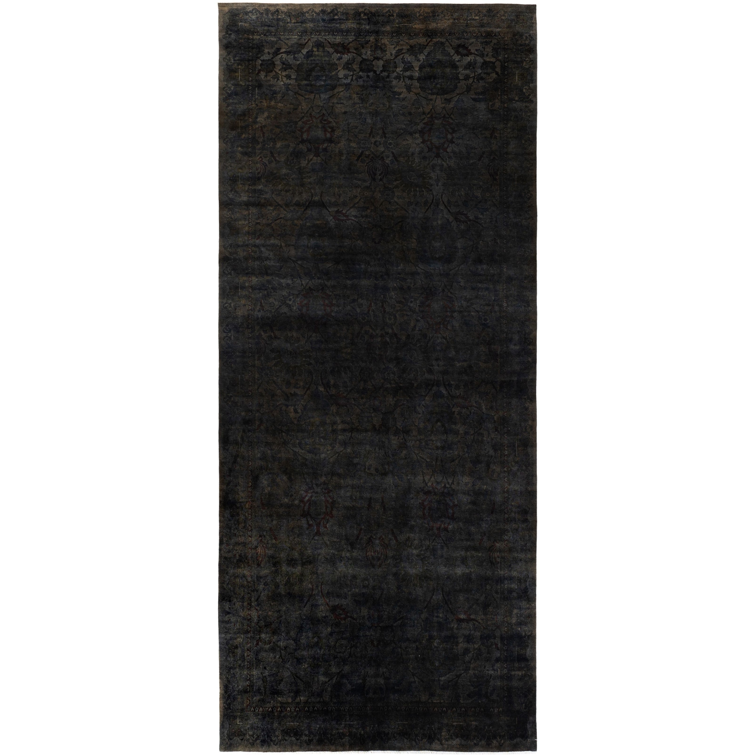 Overdyed One-of-a-Kind Hand-Knotted Area Rug - Black - 10' 0" x 22' 4"