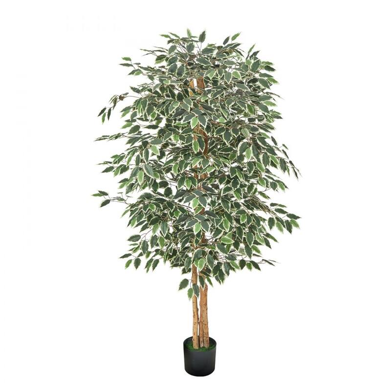 6ft Ficus Tree Artificial Plant with Lifelike Green Leaves and Flexible Branches for Home Decor - 34.65 x 34.65 x 72.83 in