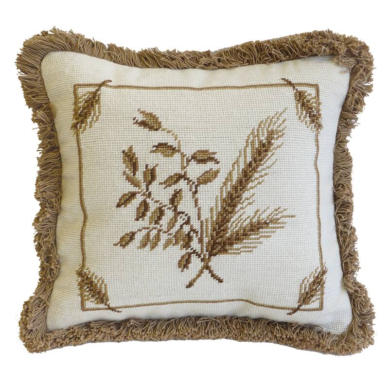 14" x 14" Rye Needlepoint Pillow