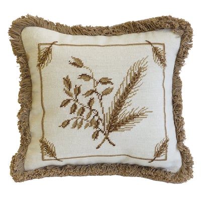 14" x 14" Rye Needlepoint Pillow