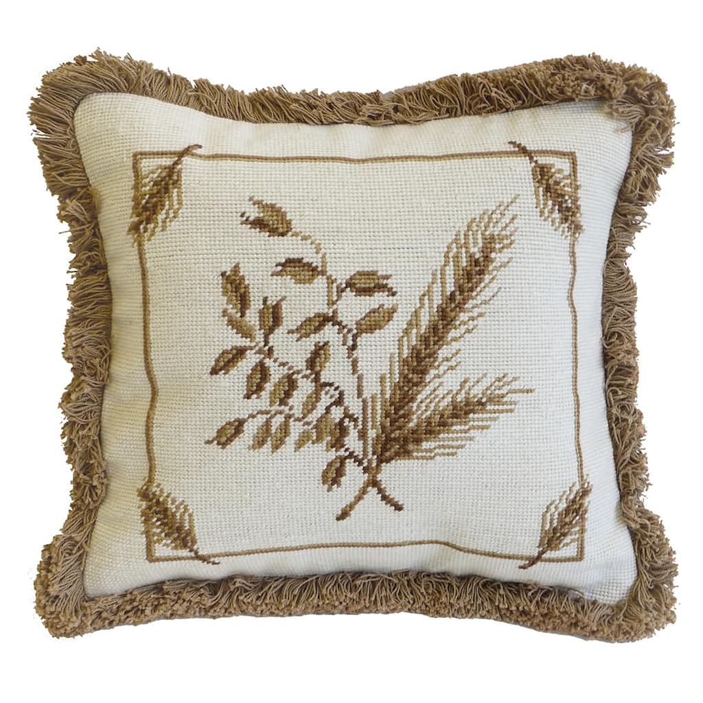 14" x 14" Rye Needlepoint Pillow