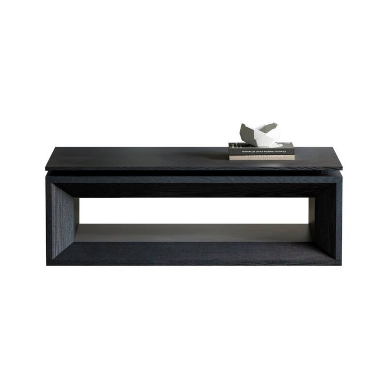 43.3" Lift Top Rectangle Coffee Table with Storage, Coffee Table with Floating Tabletop, Convertible Rising Tabletop
