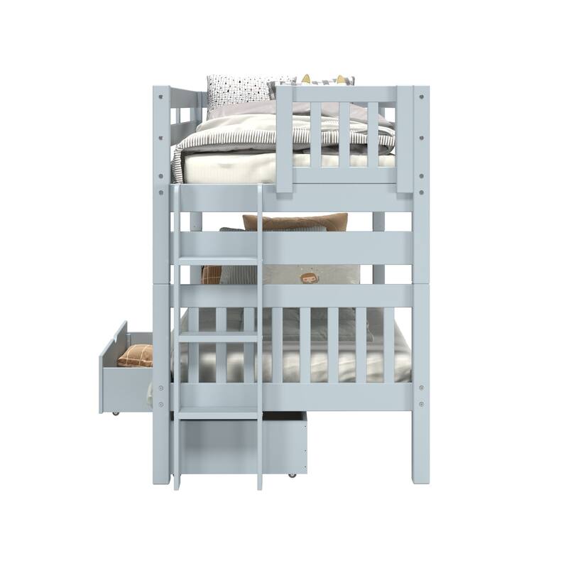 Taylor & Olive Trillium Twin over Twin Bunk Bed with Ladder, 2 Drawers