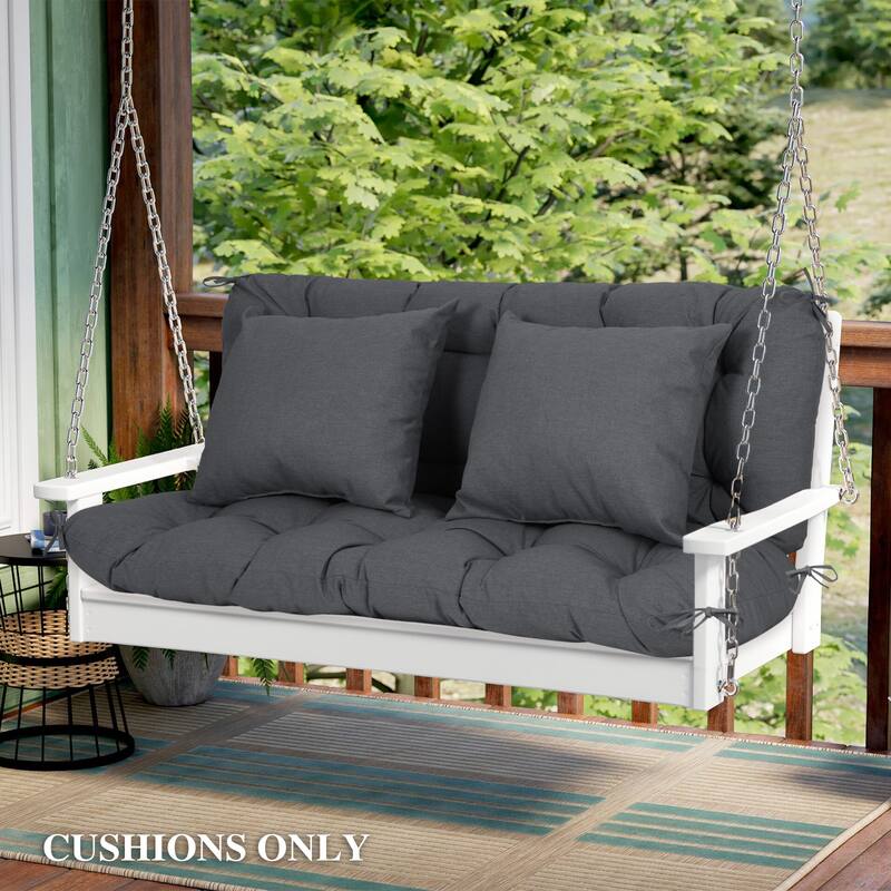 Aoodor 59" Tufted Porch Swing Cushions, Outdoor Swing Replacement Cushion 2-3 Seater with Backrest and 2 Pillows