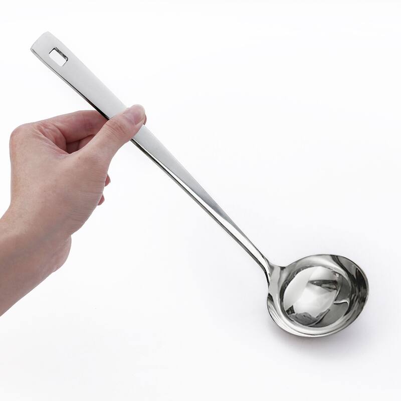 Stainless Steel Ladle Spoons Kitchenware Soup Spoon Oil Salt Dining Spoons 11.6" - Silver Tone