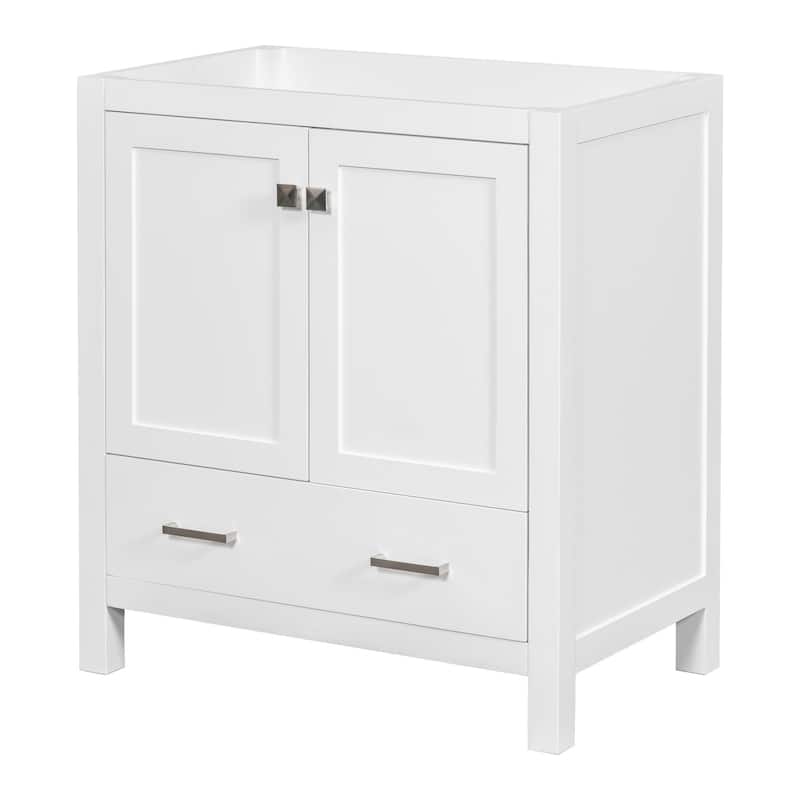 30" White Bathroom Vanity with Single Sink, 2 Doors, and Drawer