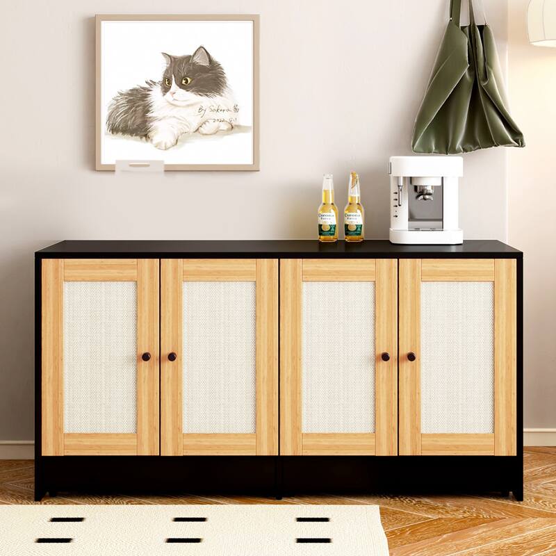 Anmytek Cat Litter Box Enclosure TV Stand Storage Cabinet Hidden Pet Furniture for Living Room - Black