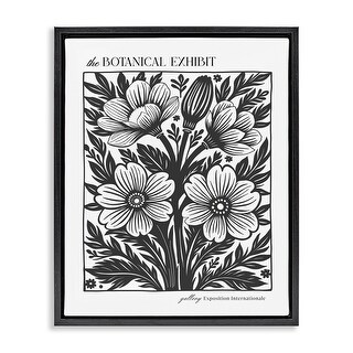 Stupell Vintage Botanical Blooms Framed Floater Canvas Wall Art Design ...