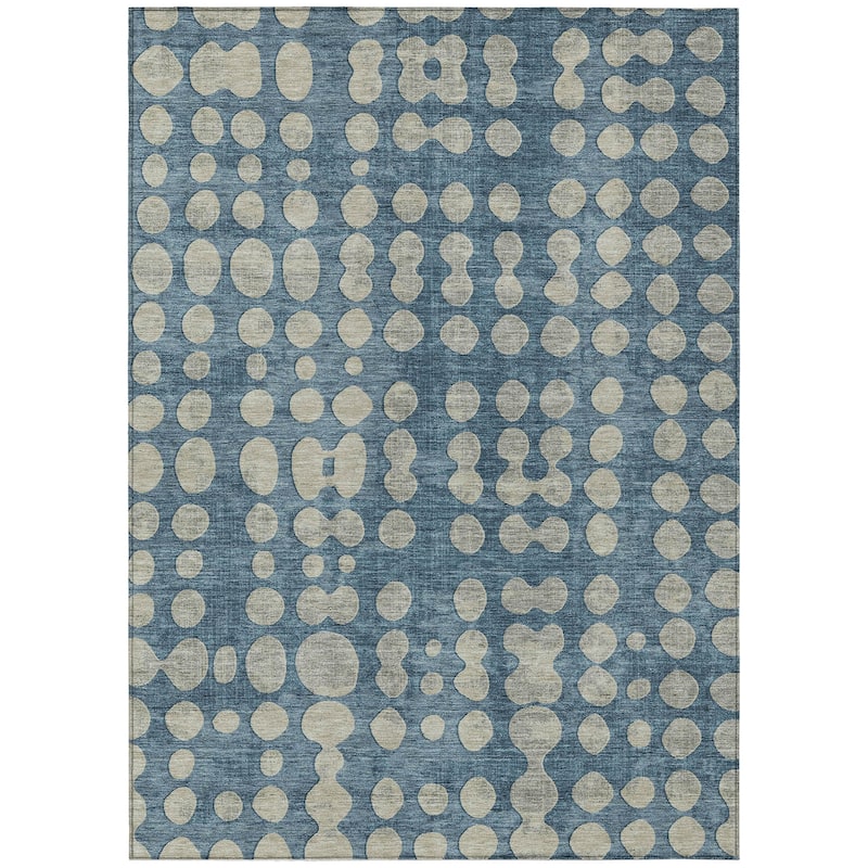 Machine Washable Indoor/ Outdoor Chantille Abstract Dots Rug