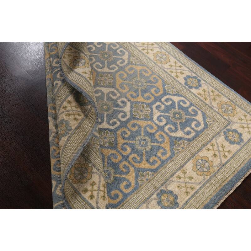 Vegetable Dye Khotan Oriental Wool Area Rug Hand-knotted Foyer Carpet - 4'5" x 6'11"