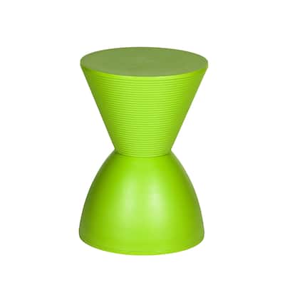 Hillary 17 Inch Patio Stool Table, Indoor Outdoor, Hourglass Design, Green