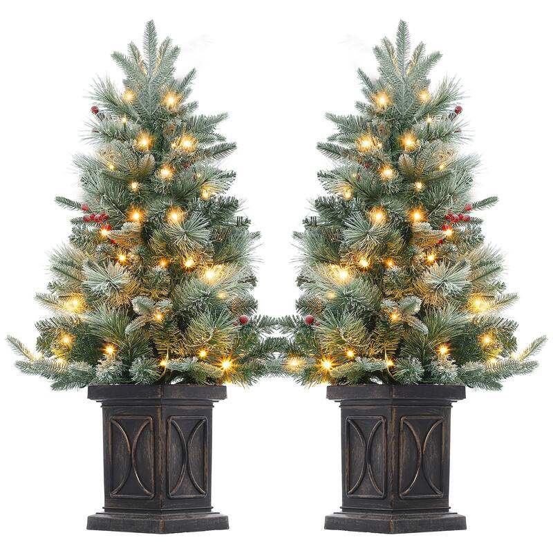 2Pcs 3 FT Christmas Tree，Pre-Lit Christmas Tree with 78 Battery-Operated Warm White Lights, Artificial Christmas Tree - 2Pcs