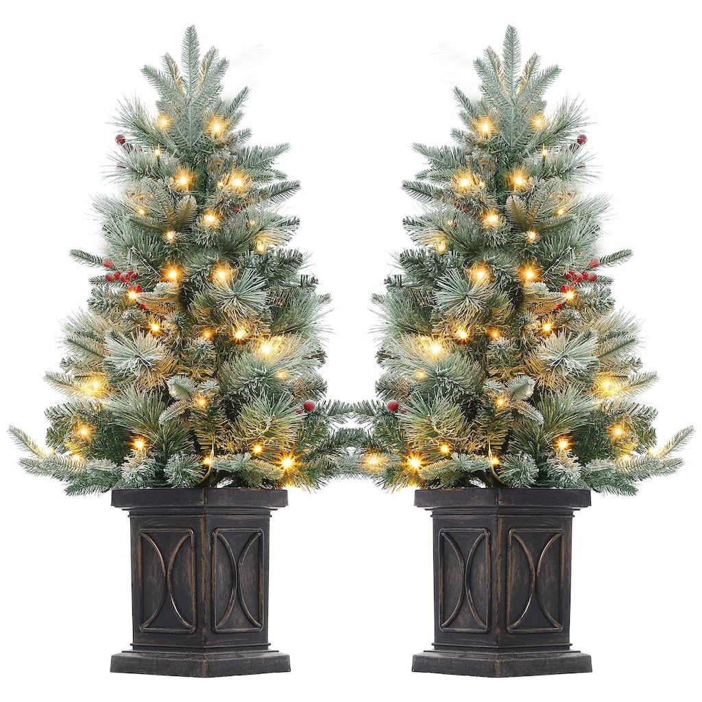 2Pcs 3 FT Christmas Tree，Pre-Lit Christmas Tree with 78 Battery-Operated Warm White Lights, Artificial Christmas Tree
