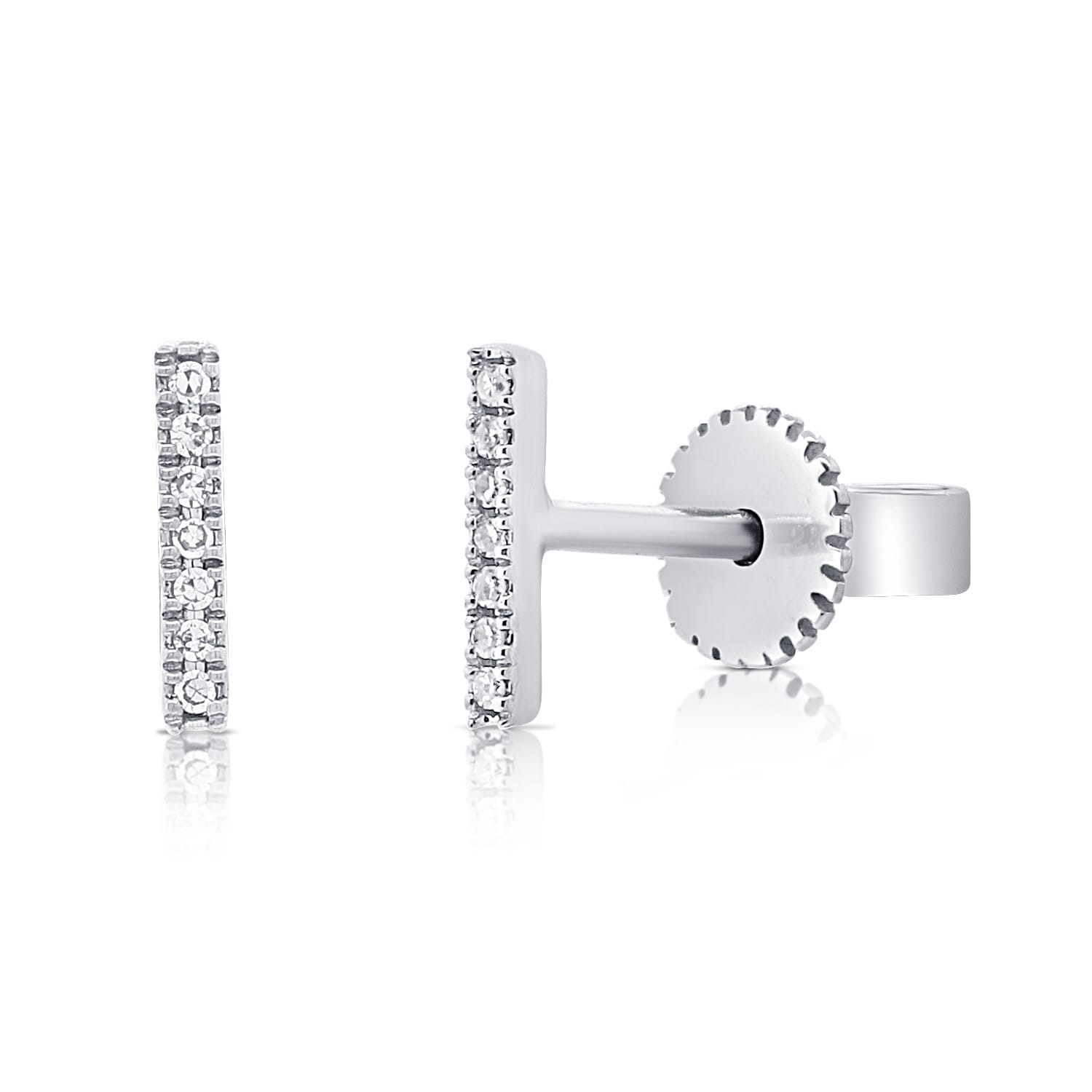 Joelle Collection Diamond Bar Stud Earrings - 14K White Gold Stud Earrings Available in White, Rose, Yellow Gold
