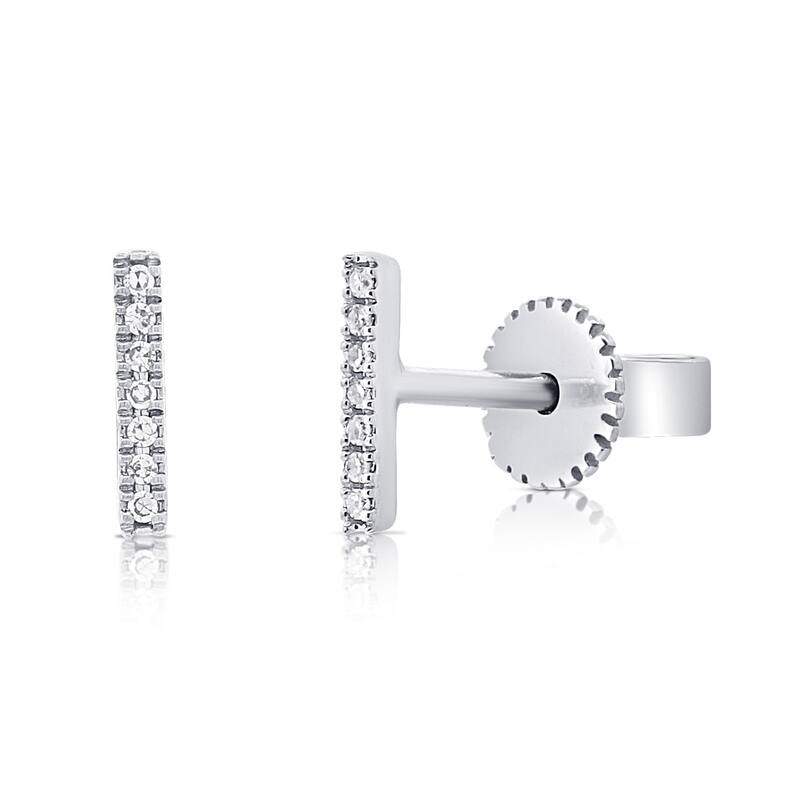 Joelle Collection Diamond Bar Stud Earrings - 14K White Gold Stud Earrings Available in White, Rose, Yellow Gold