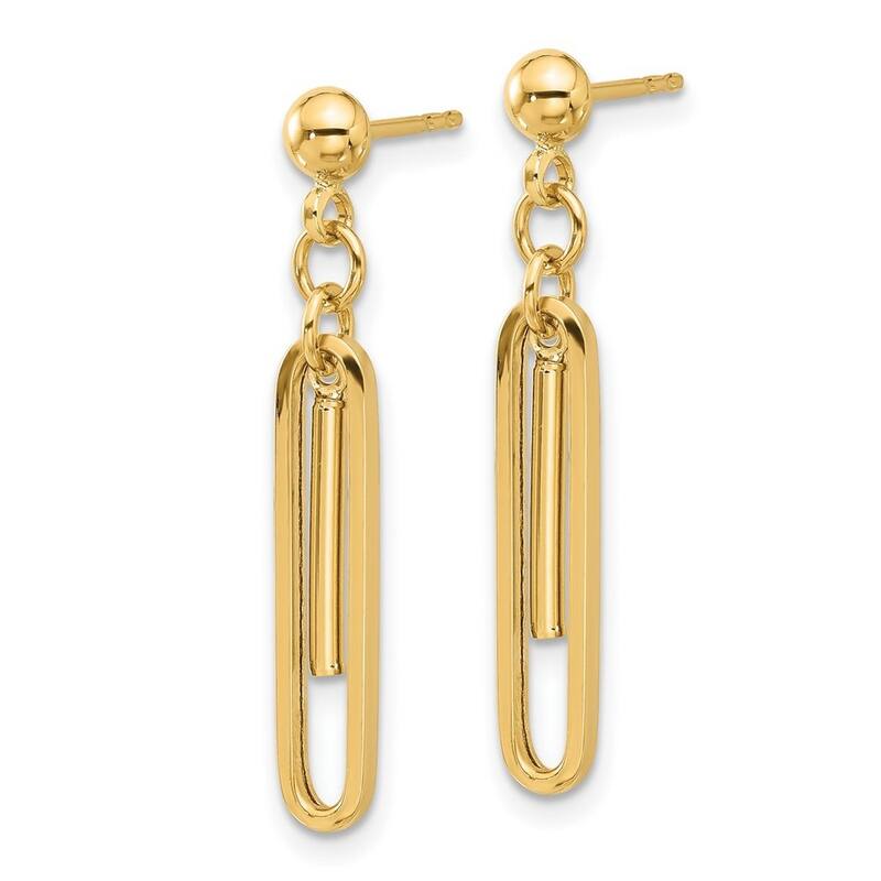 Curata 14k Yellow Gold Polished Paperclip Guardian Angel Earrings - 29.95x4.27mm
