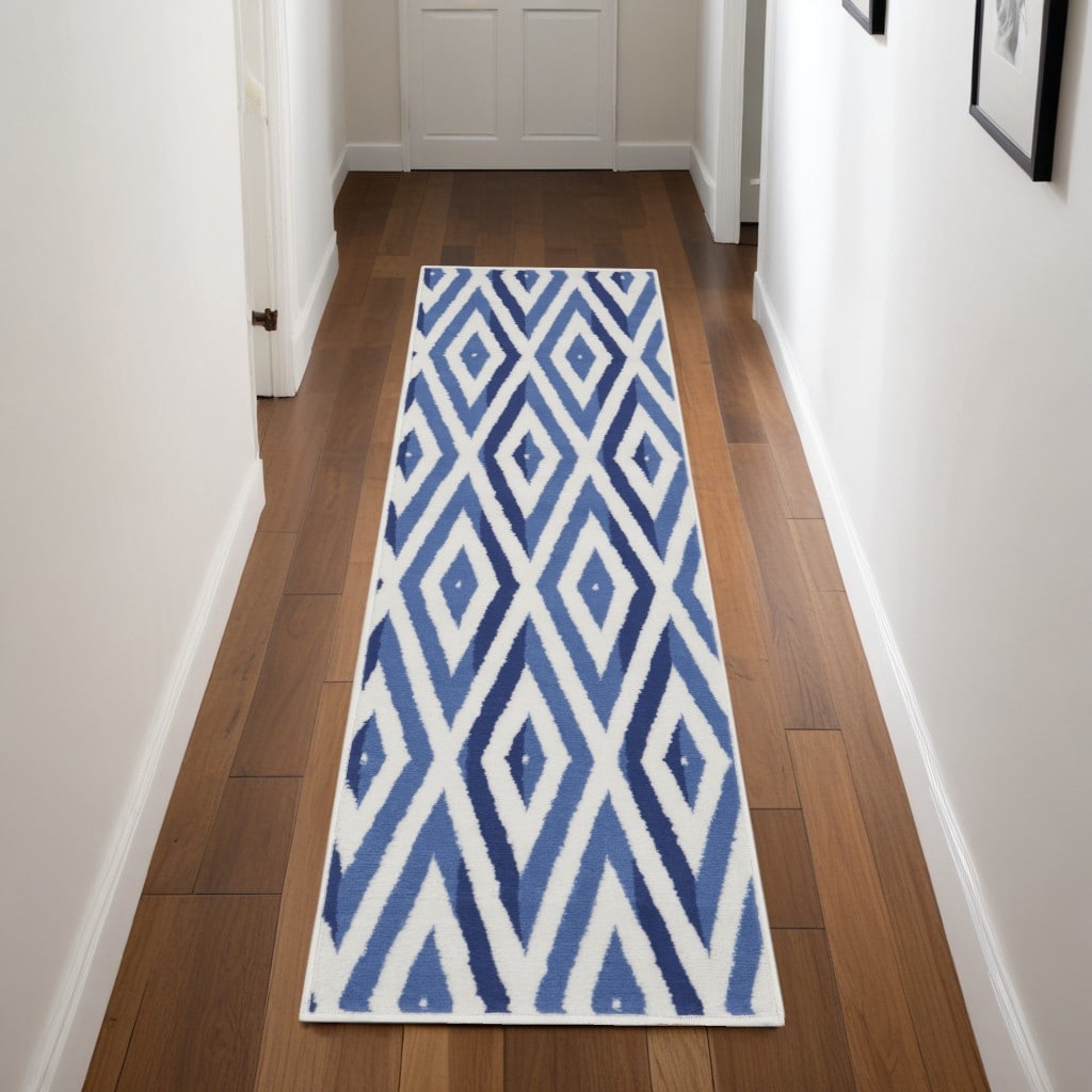 Jovu Power Loomed Distressed Geometric Abstract Modern Non Skid Stain Resistant Area Rug By HomeRoots - 96' X '24' X '0.39