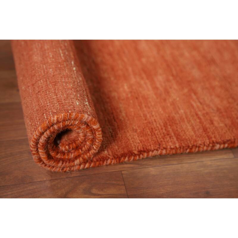 Orange Gabbeh Modern Foyer Rug Hand-Knotted Wool Carpet - 2'8"x 4'0"