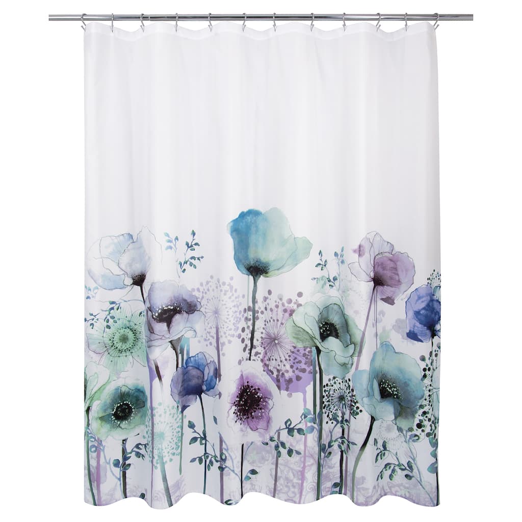 Blue Poppies Shower Curtain