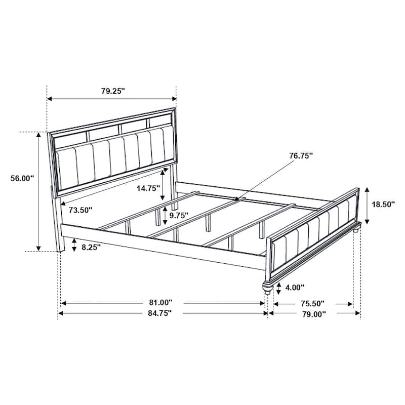 Barzini Modern Classic Wood Panel Bed with Upholstered Headboard