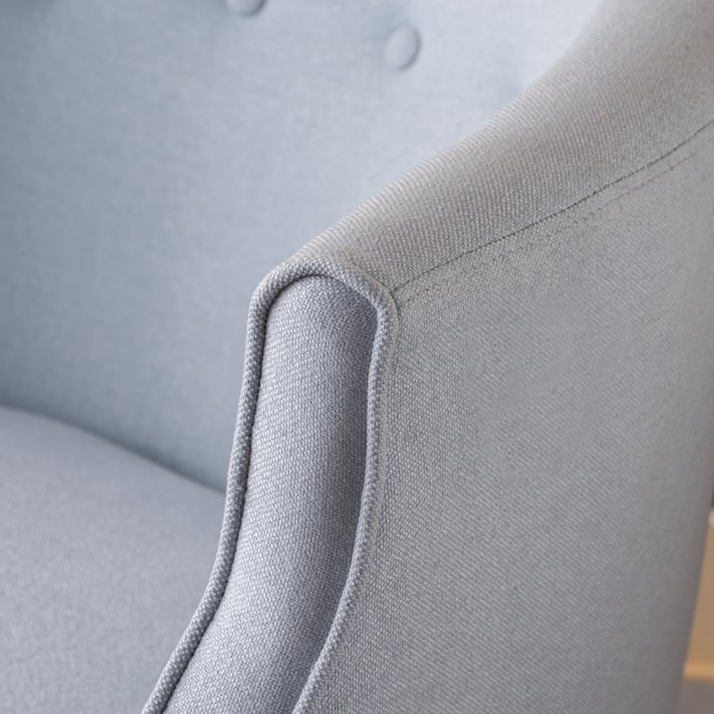 Fabric Modern Club Chair with Button-Tufted Back and Birch Wood Legs