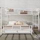 preview thumbnail 3 of 28, Twin over Full Size Metal Bunk Bed Frame with Iron Mesh Decor, L-Shaped Loft Bed with Underneath Platform Bed