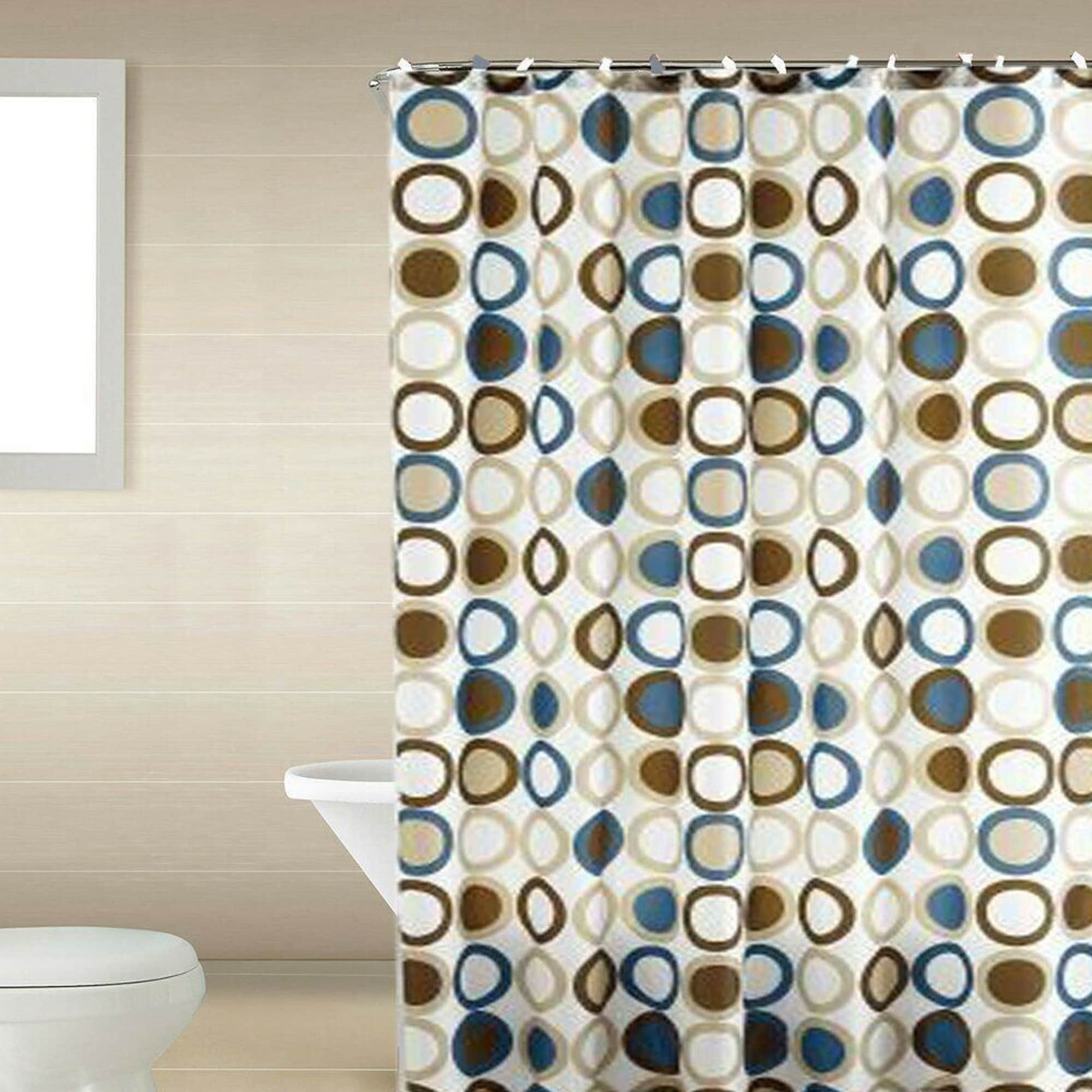 Creative Colorful Circles Pattern Bathroom Waterproof Fabric Shower Curtain Set 