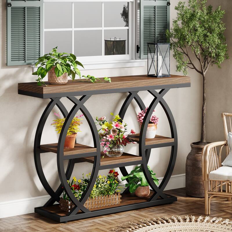 39.4" Console Table, 4-Tier Sofa Table Entryway Table for Small Spaces