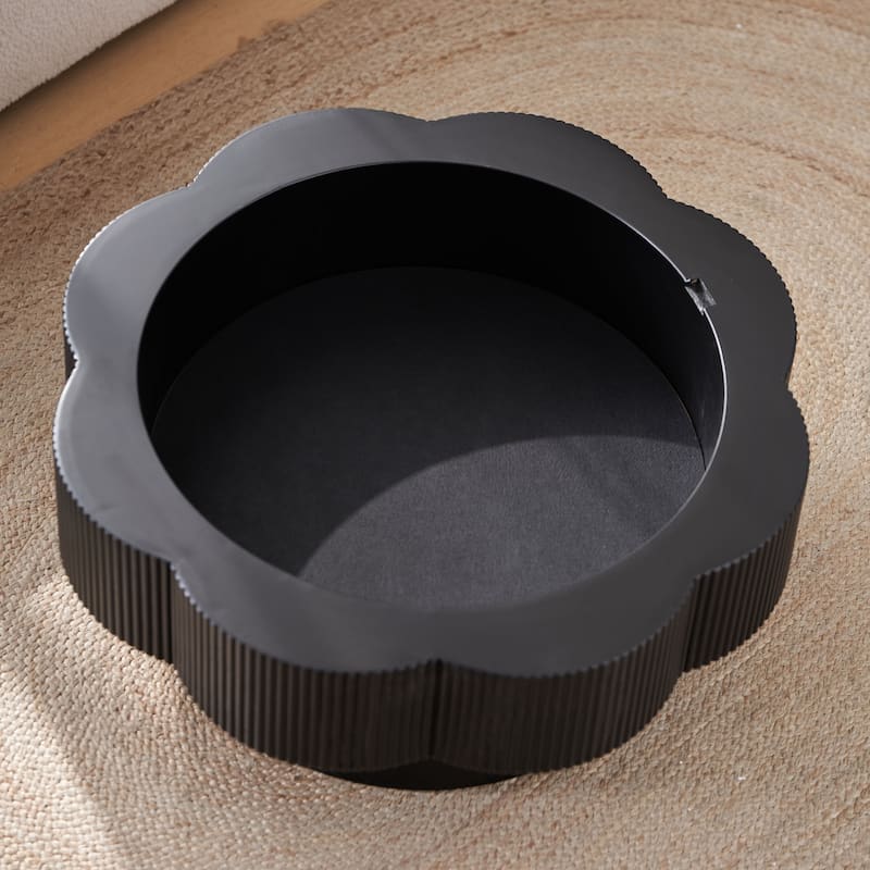 31.50" Flower Shaped Coffee Table with Storage, Wood Veneer & Easy Assembly