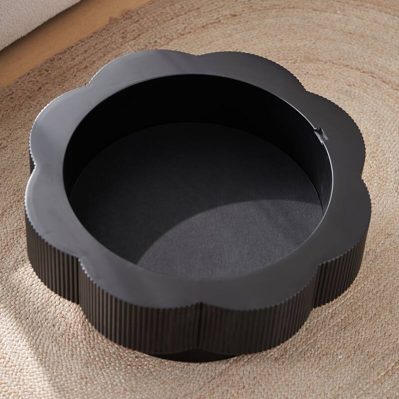 31.50" Modern Coffee Table with Storage, Flower Shaped Wood Storage Table Center Table